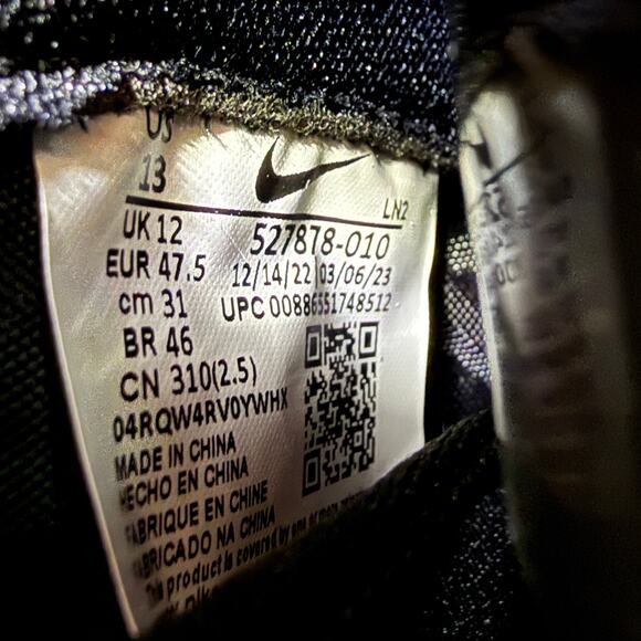 Nike Vapor Pro 3/4 Nubby Football Cleats Black/Silver 527878-010 Men’s Size 13 - Picture 10 of 10